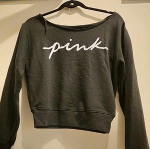 Victoria secret. PINK black used off the shoulder like new sweater .